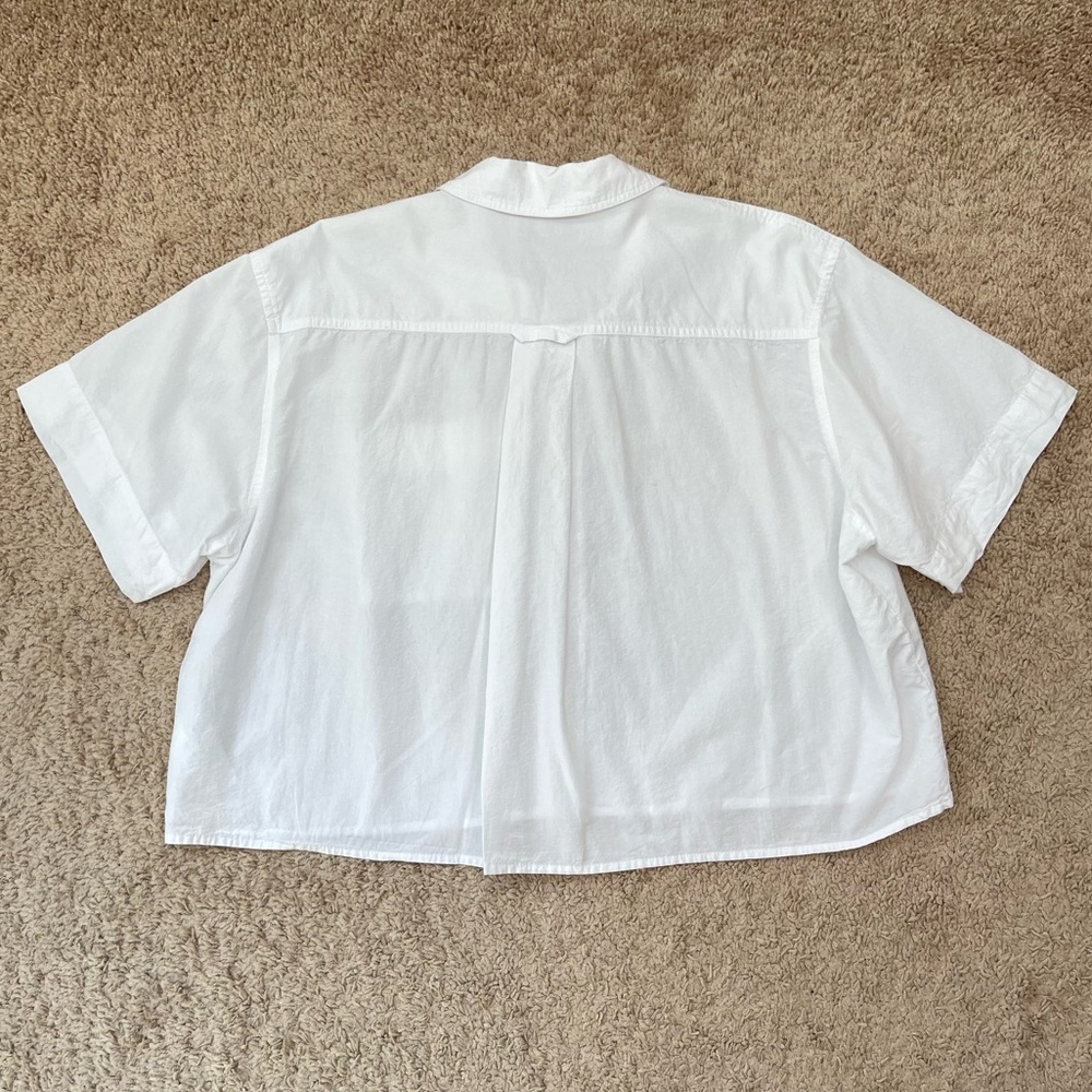 Madewell White Cropped Boxy Utility Button-Up Shirt Women’s Size Medium - Picture 13 of 16